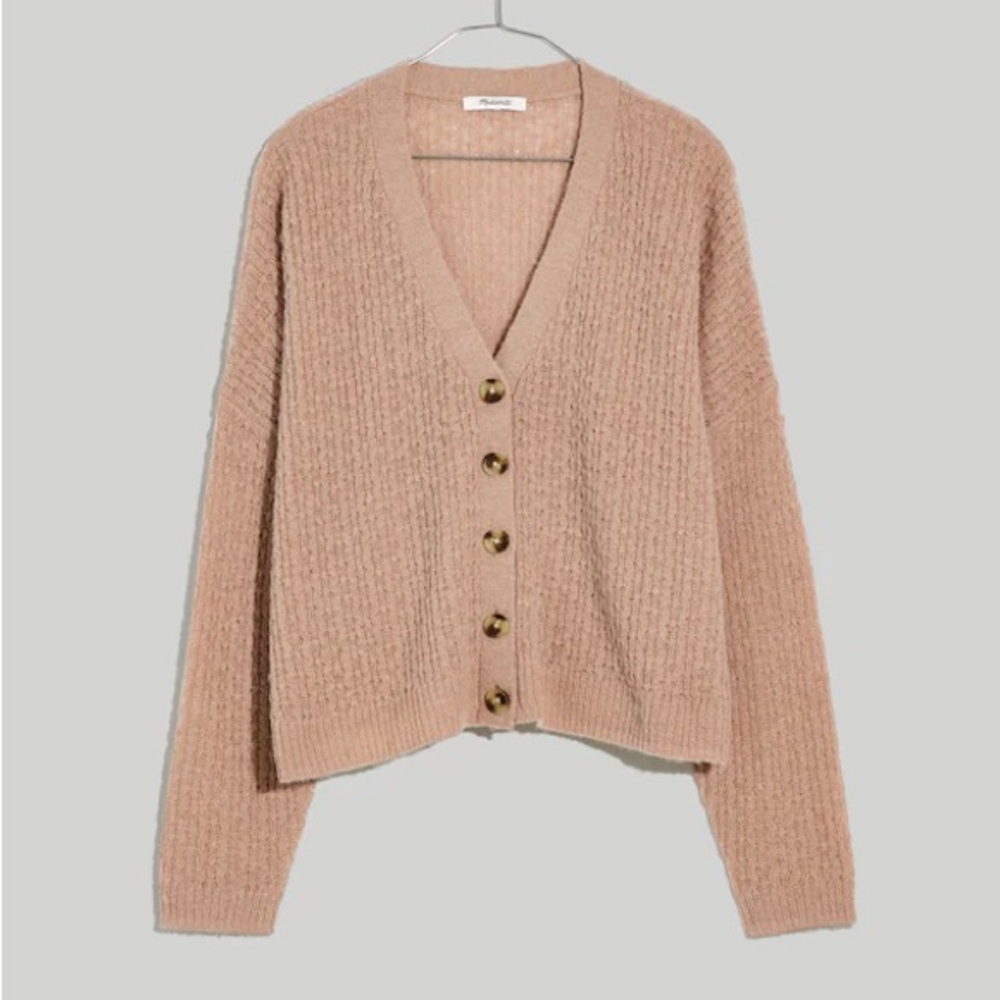 Madewell Mayfair Sweater Cardigan - Alpaca Blend Pink